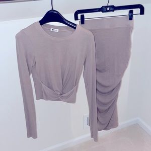 LA MADE OUTFIT TOP AND SKIRT IN A NUETRAL